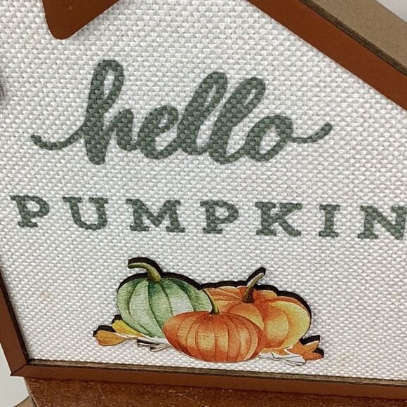 hello PUMPKIN‎ house-shaped Fall decor Autumn tabletop tiered tray display cute - Picture 6 of 8